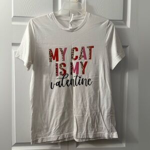 White 'My Cat is My Valentine' T-Shirt